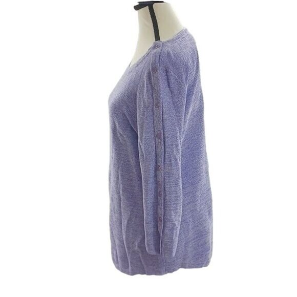Talbots Sweater Purple Tunic Button 3/4 Sleeve Stretch Womens Size Small - Picture 3 of 6